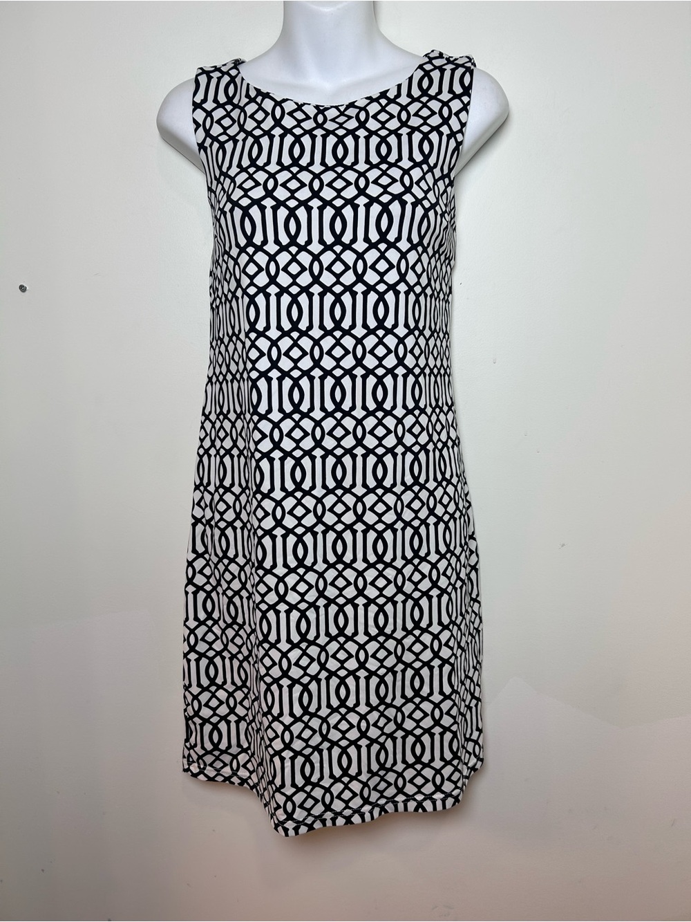 Lulu B sleeveless shift dress size small black white geometric beach tropical - Picture 2 of 7
